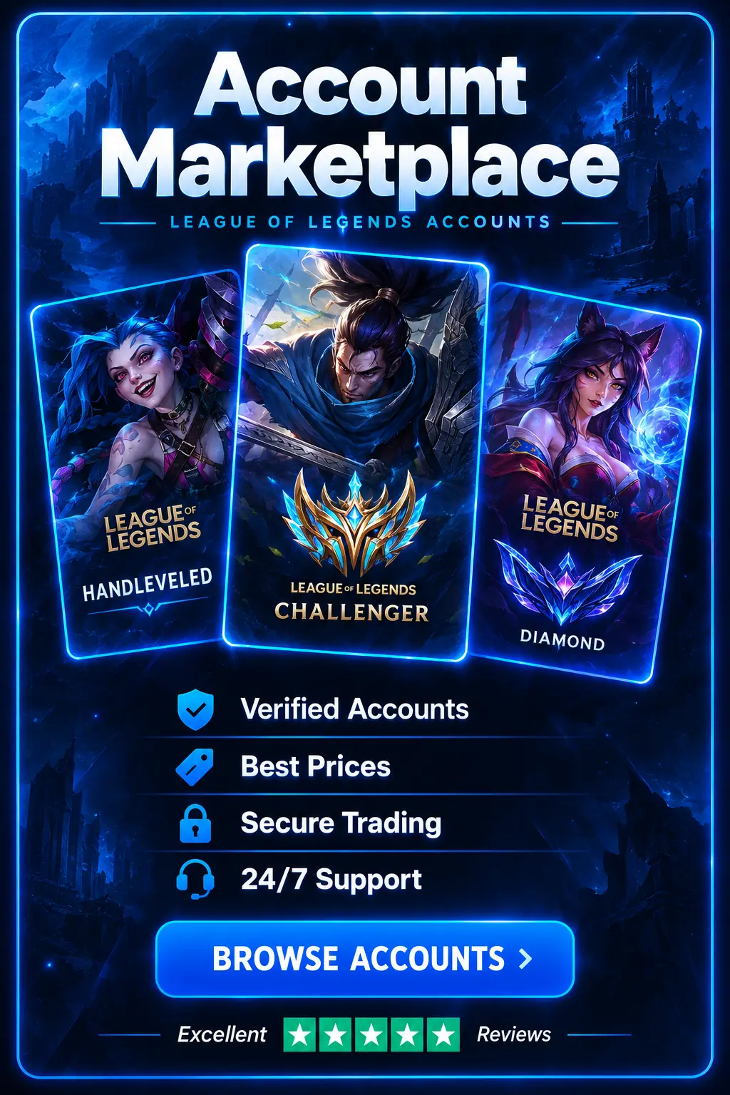 Browse League of Legends accounts on the EloAscend marketplace
