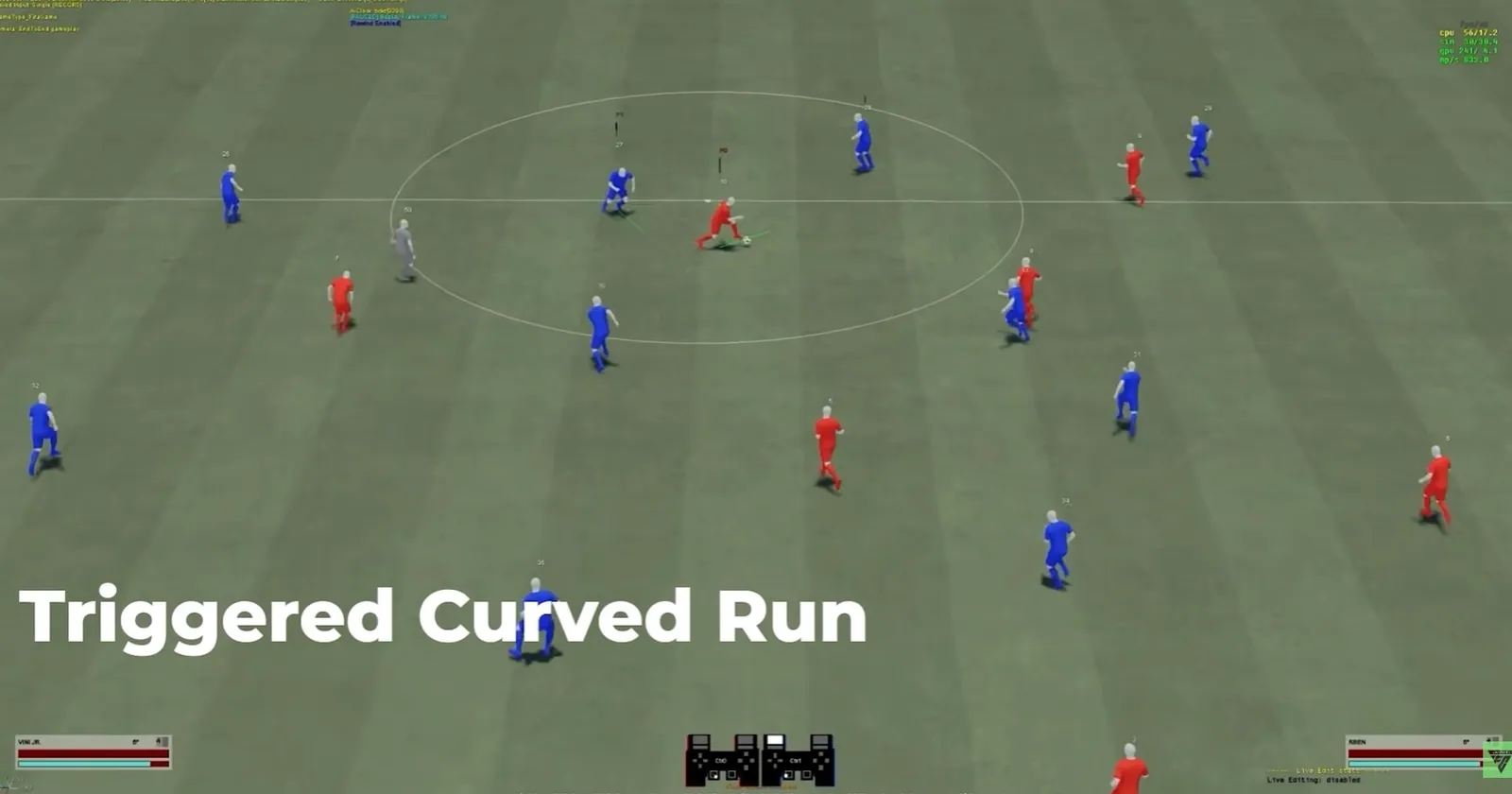 EA diagram of a Triggered Curved Run bending into space behind the defensive line in FC 27